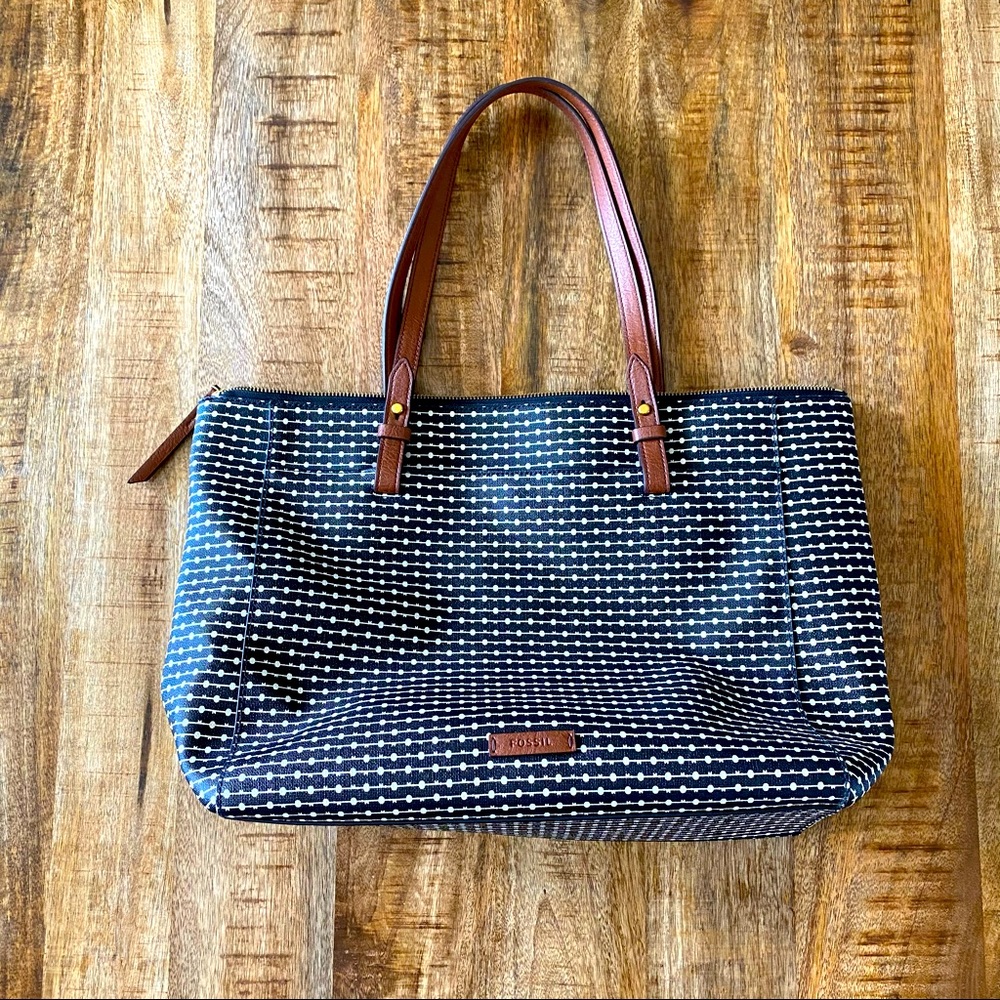 Fossil Rachel Striped Zip Tote Bag w/ Side Pockets